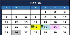 District School Academic Calendar for De Zavala Fifth Grade Center for May 2025
