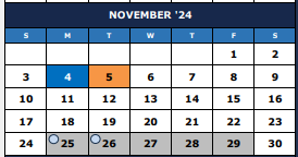 District School Academic Calendar for The Summit Intermediate for November 2024