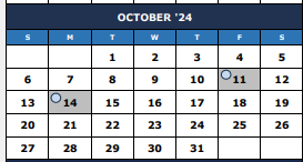 District School Academic Calendar for Pearl Hall Elementary for October 2024