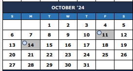 District School Academic Calendar for The Summit Intermediate for October 2024