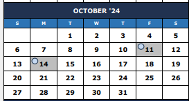 District School Academic Calendar for Stuchbery Elementary for October 2024