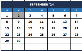 District School Academic Calendar for Pearl Hall Elementary for September 2024