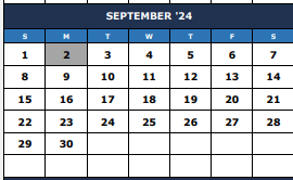 District School Academic Calendar for Bailey Elementary for September 2024