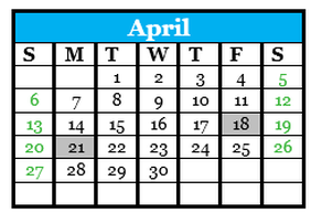 District School Academic Calendar for Singing River Elementary for April 2025