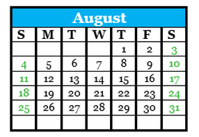 District School Academic Calendar for Singing River Elementary for August 2024