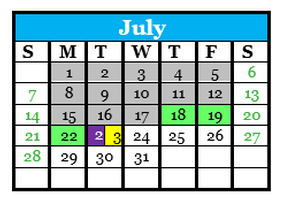 District School Academic Calendar for Singing River Elementary for July 2024