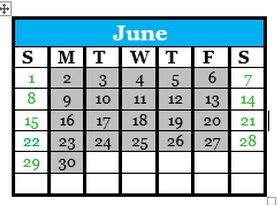 District School Academic Calendar for Singing River Elementary for June 2025