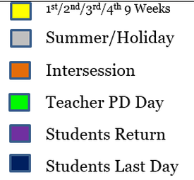 District School Academic Calendar Legend for Singing River Elementary