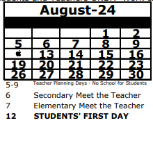 District School Academic Calendar for Pine View Elementary School for August 2024