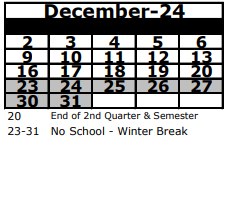 District School Academic Calendar for Wesley Chapel Elementary School for December 2024