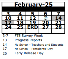District School Academic Calendar for Sheriff's Detention Center for February 2025