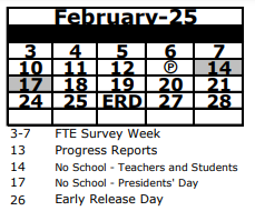 District School Academic Calendar for Wesley Chapel Elementary School for February 2025