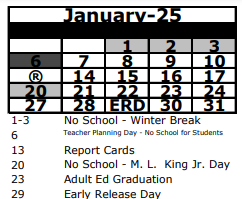 District School Academic Calendar for Adult Education/moore Mickens for January 2025