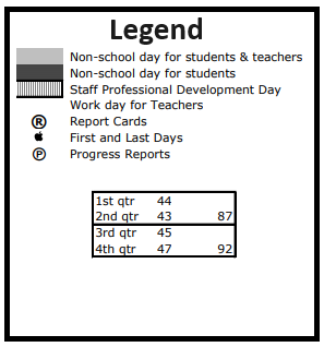 District School Academic Calendar Legend for Mandala Treatment Center