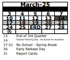 District School Academic Calendar for Gulf Middle School for March 2025