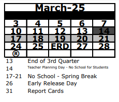 District School Academic Calendar for Chester W. Taylor Elementary School for March 2025