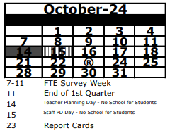District School Academic Calendar for Chester W. Taylor Elementary School for October 2024