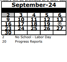 District School Academic Calendar for Wesley Chapel Elementary School for September 2024