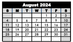District School Academic Calendar for Canaan Elementary School for August 2024