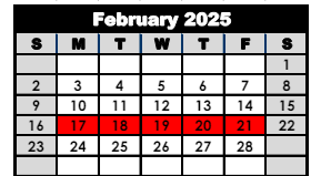 District School Academic Calendar for Canaan Elementary School for February 2025