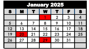 District School Academic Calendar for Canaan Elementary School for January 2025