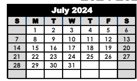 District School Academic Calendar for Canaan Elementary School for July 2024