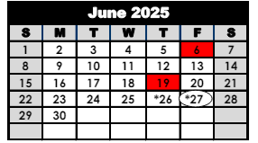 District School Academic Calendar for Canaan Elementary School for June 2025