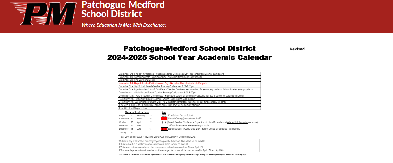 District School Academic Calendar Key for Canaan Elementary School