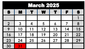 District School Academic Calendar for Canaan Elementary School for March 2025