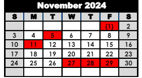 District School Academic Calendar for Canaan Elementary School for November 2024