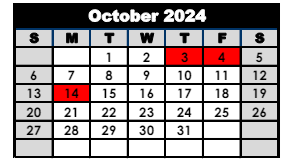 District School Academic Calendar for Canaan Elementary School for October 2024