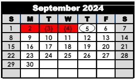 District School Academic Calendar for Canaan Elementary School for September 2024