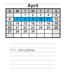 District School Academic Calendar for Hiram Elementary School for April 2025
