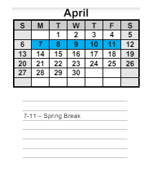 District School Academic Calendar for Abney Elementary School for April 2025