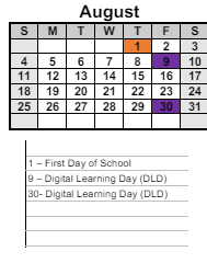 District School Academic Calendar for Lena Mae Moses Middle School for August 2024