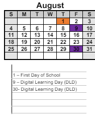 District School Academic Calendar for Union Elementary School for August 2024