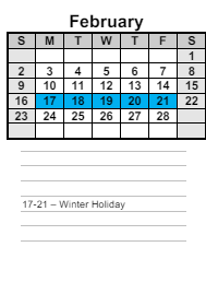 District School Academic Calendar for Hiram High School for February 2025