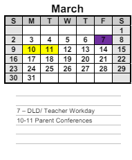 District School Academic Calendar for Dallas Elementary School for March 2025