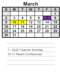 District School Academic Calendar for Lena Mae Moses Middle School for March 2025