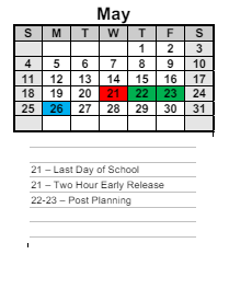 District School Academic Calendar for North Paulding Elementary School for May 2025