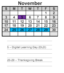 District School Academic Calendar for Hiram Elementary School for November 2024