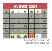 District School Academic Calendar for Shea Senior High School for August 2024