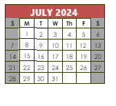 District School Academic Calendar for Shea Senior High School for July 2024