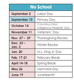 District School Academic Calendar Legend for Shea Senior High School
