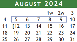 District School Academic Calendar for Brazoria Co J J A E P for August 2024