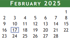 District School Academic Calendar for Alexander Middle School for February 2025