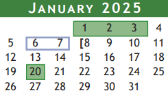 District School Academic Calendar for Robert Turner High School for January 2025