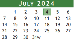 District School Academic Calendar for Berry Milller Junior High School for July 2024