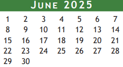 District School Academic Calendar for Magnolia Elementary for June 2025