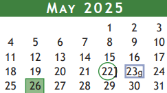 District School Academic Calendar for Berry Milller Junior High School for May 2025